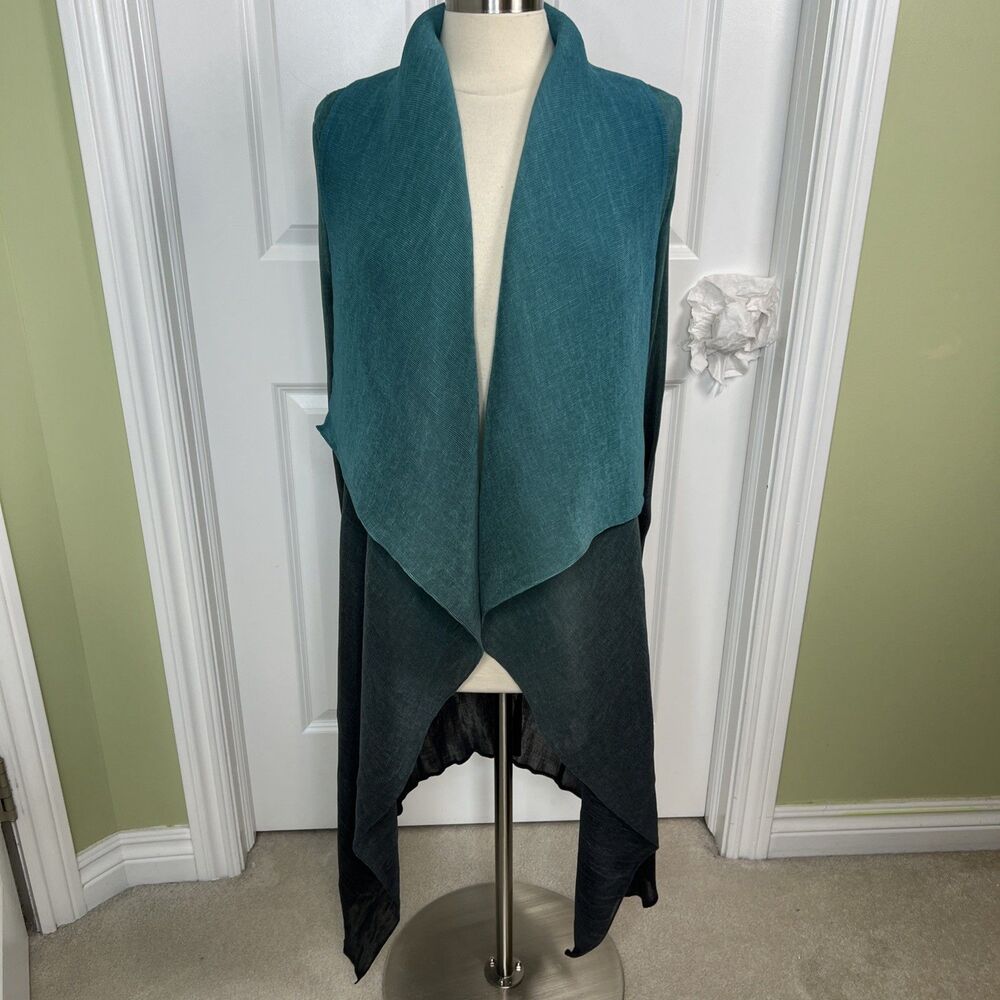 Alquema Jacket ONE SIZE Pleated Duster Stretch Ombre Multicolored Lagenlook New